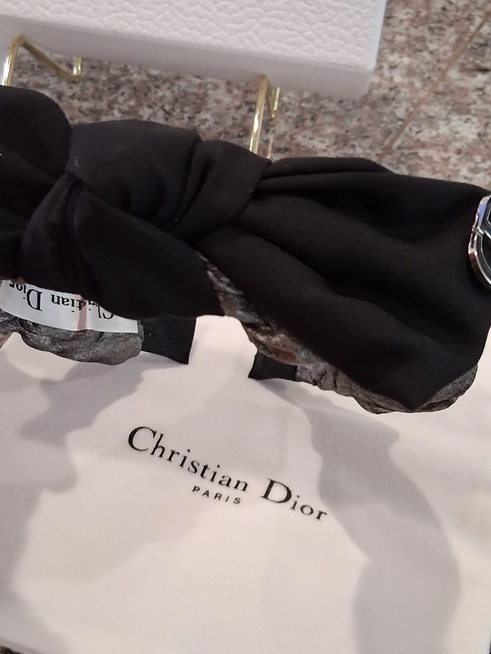 Christian Dior Black & Gray Knotted Headband. Beautiful ,New
